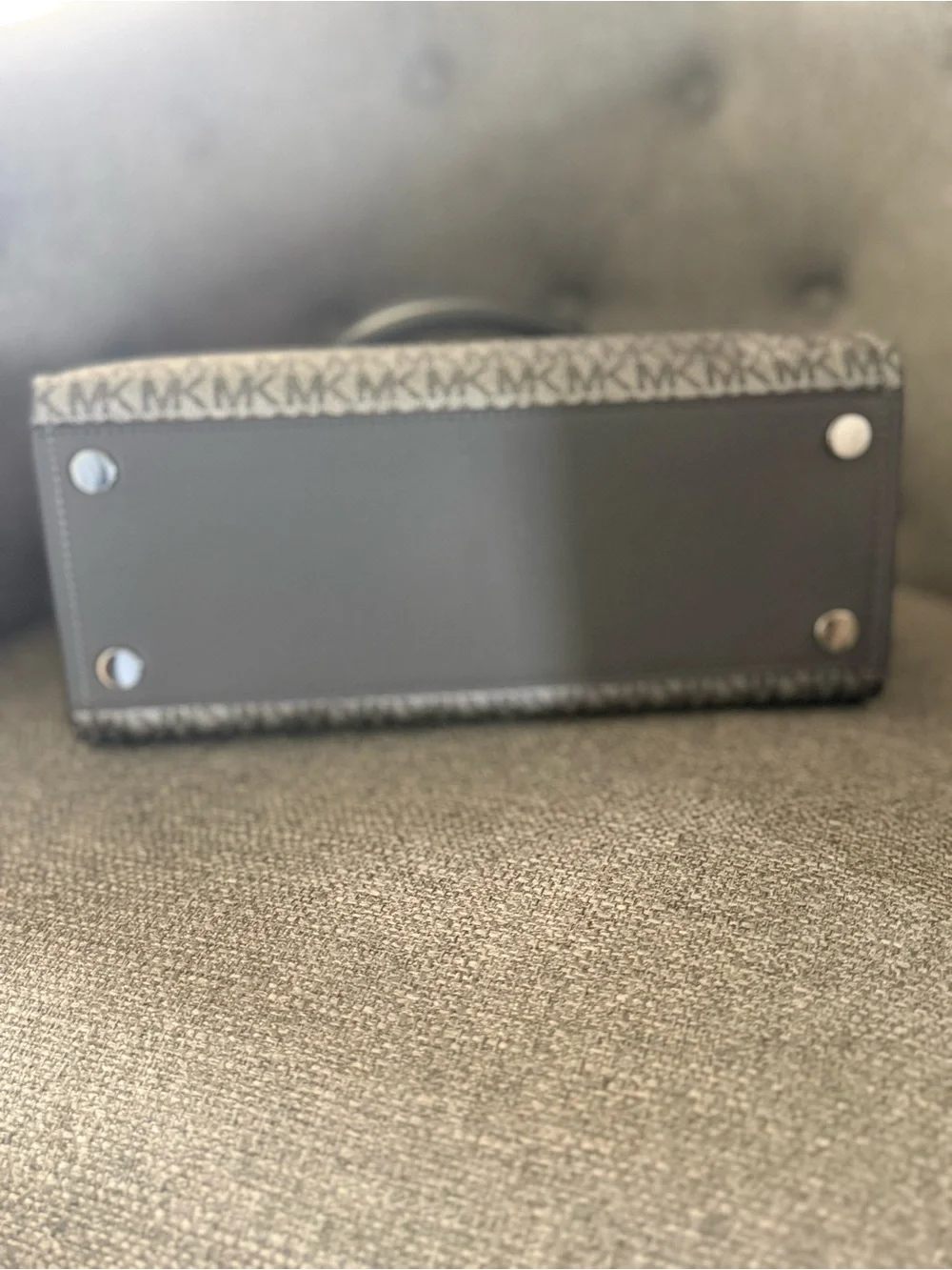 Michael Kors Gray Marilyn MK Logo Satchel with Silver Hardware